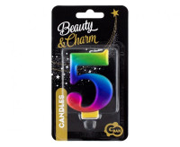Świeczka cyferka 5, Galaxy 8cm GoDan